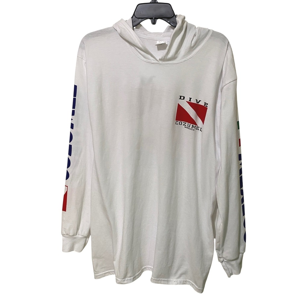 La Iguana Dive Cozumel Mexico Mens Lightweight Long Sleeve Hoodie Surf XL White